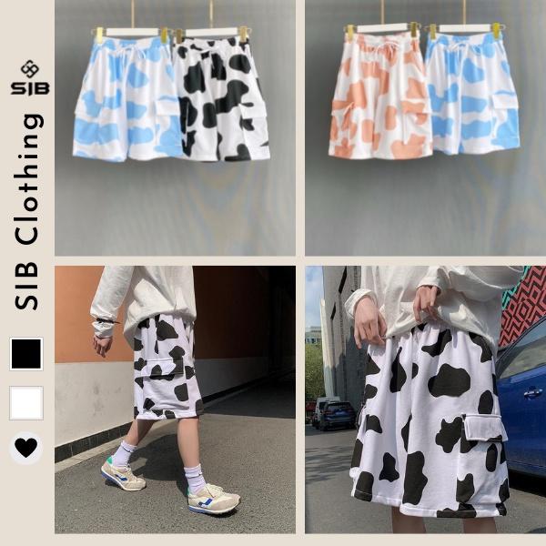Quần short túi hộp SIB Clothing chất thun ống rộng unisex bò sữa SIB007