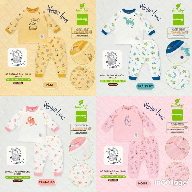 Bộ nỉ trần bông Lullaby (4 màu) mẫu mới size 6-9m tới 4y