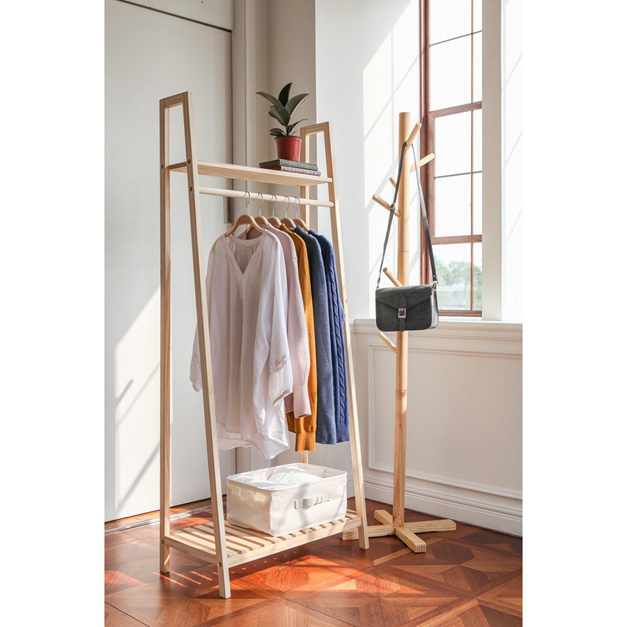 GIÁ TREO ĐỒ HÌNH THANG HÀN QUỐC - LADDER HANGER NATURAL - MÀU GỖ TỰ NHIÊN