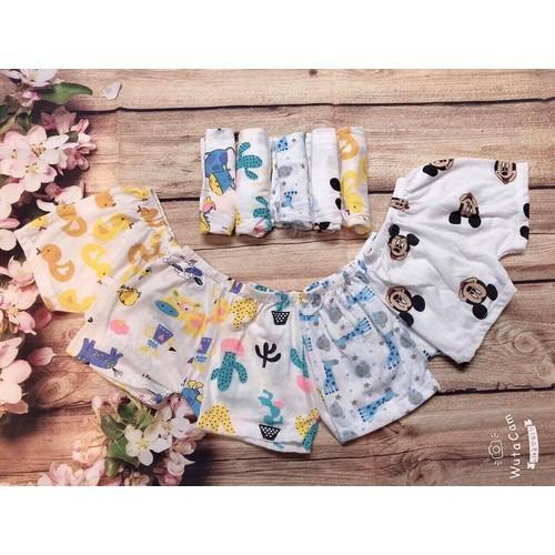 Quần đùi chục cotton giấy in họa tiết cho bé 0-15 tháng