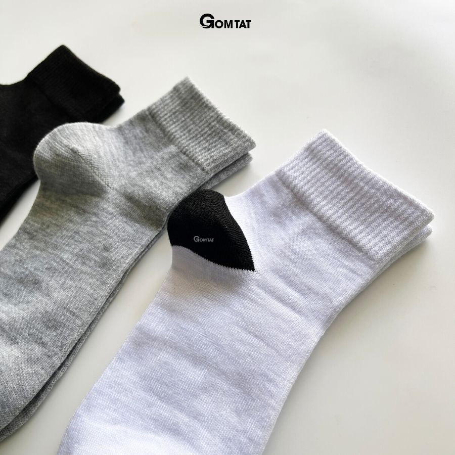 Combo 10 Đôi Vớ Cổ Cao Chất Cotton Dày Dặn, Tất Cao Cổ Nam Nữ Nano Bạc Khử Mùi Kháng Khuẩn - GOMTAT-VNXK-TRONCAO