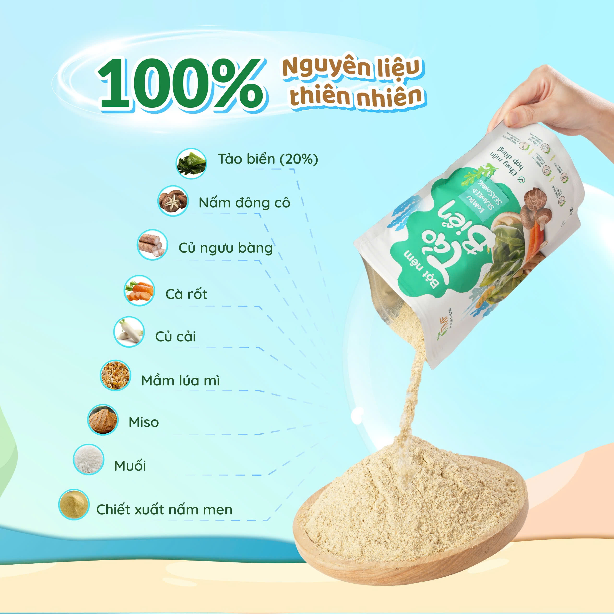 Bột nêm Tảo Biển hũ 350g Tâm Minh Foods không bột ngọt công nghiệp