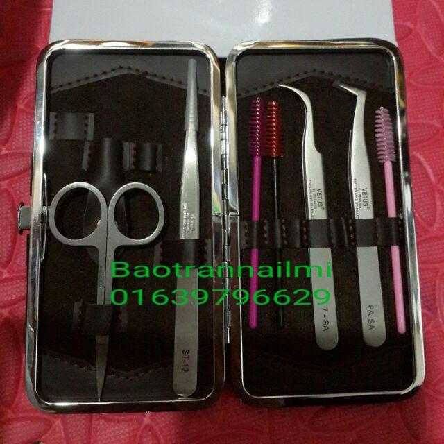 Sét ví + 3 nhíp nối mi cao cấp .đủ dụng cụ nối mi