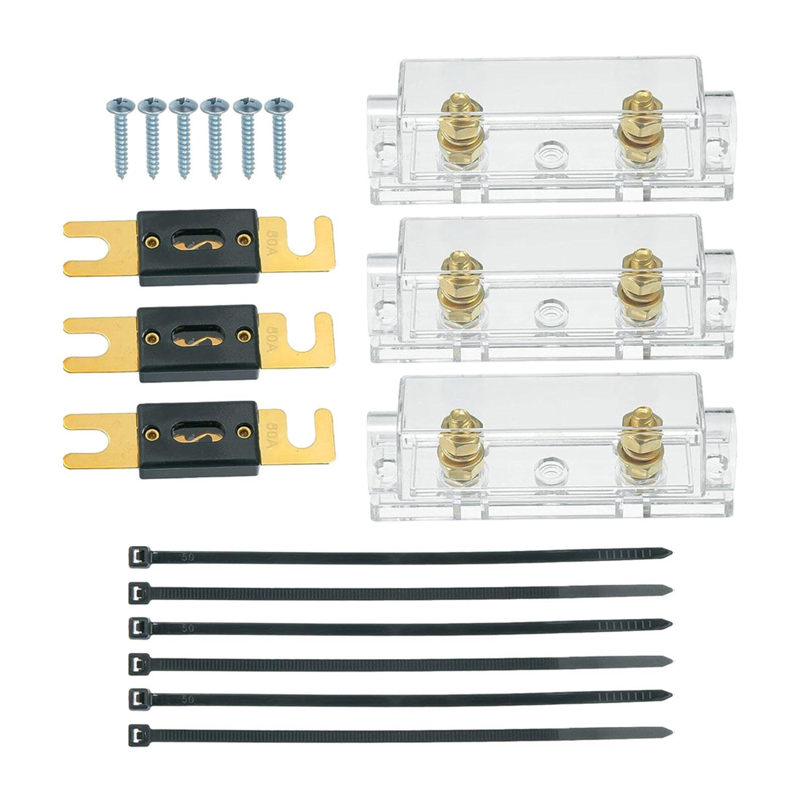 3Pcs Anl Fuse with Fuses Holders Boat Automotive Replacement Anl Fuse Holder