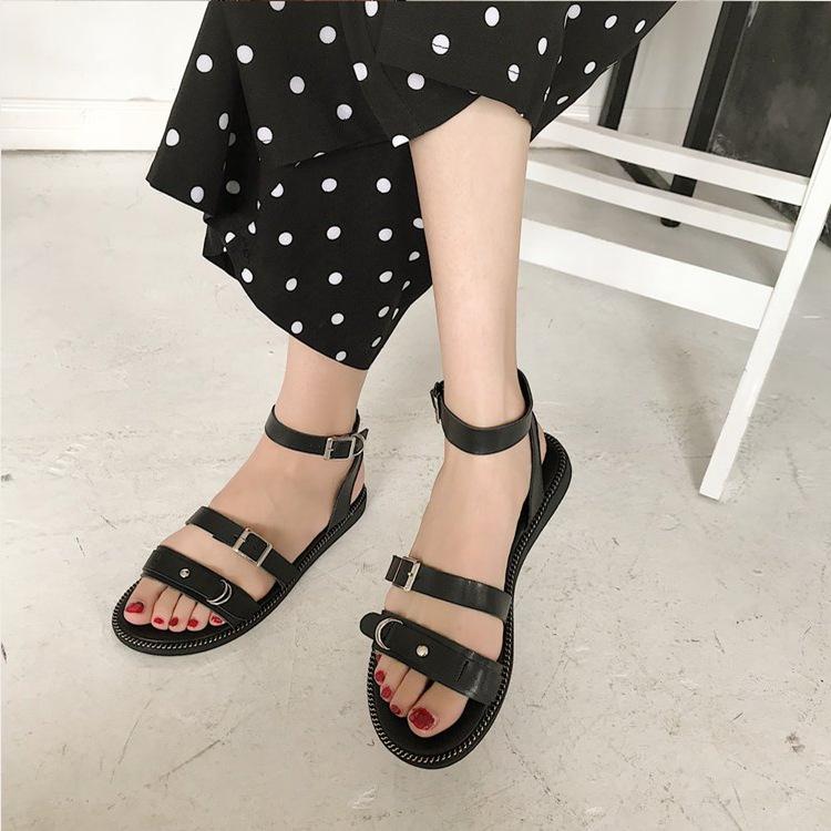 [2 màu] Giày dép sandal nữ thời trang khóa gai đế bệt mùa hè mát mẻ VNLSM016 bền đẹp