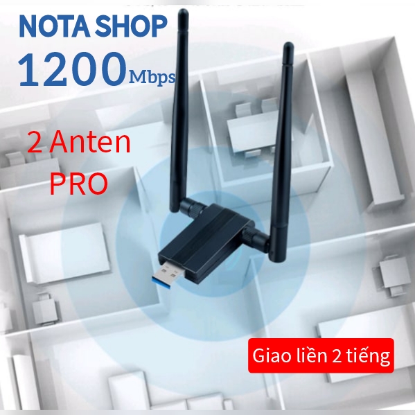 Nâng cấp WiFi 5G với usb wifi 1200 Mbps 2 anten dài RTL8812BU bộ thu wifi siêu tốc cho pc, 1200Mb Anten Rời Pro