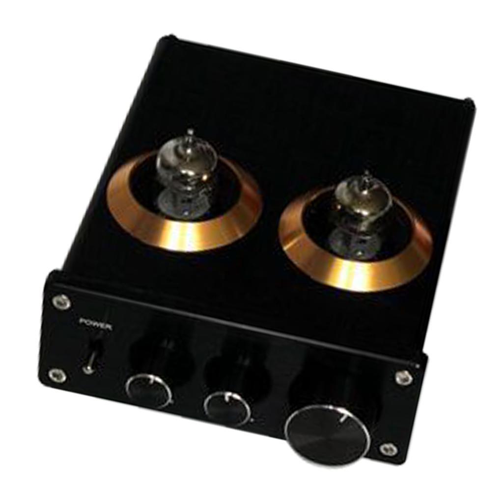 HiFi 6J1 Value Tube Preamplifier Amplifiers Treble & Bass Tone Control Black