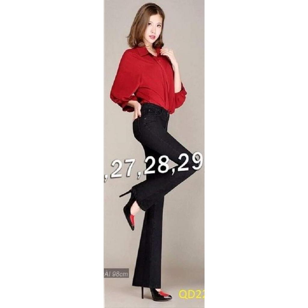 Quần Jeans Nữ Ống Loe Dài Màu Đen Đẹp Store 257
