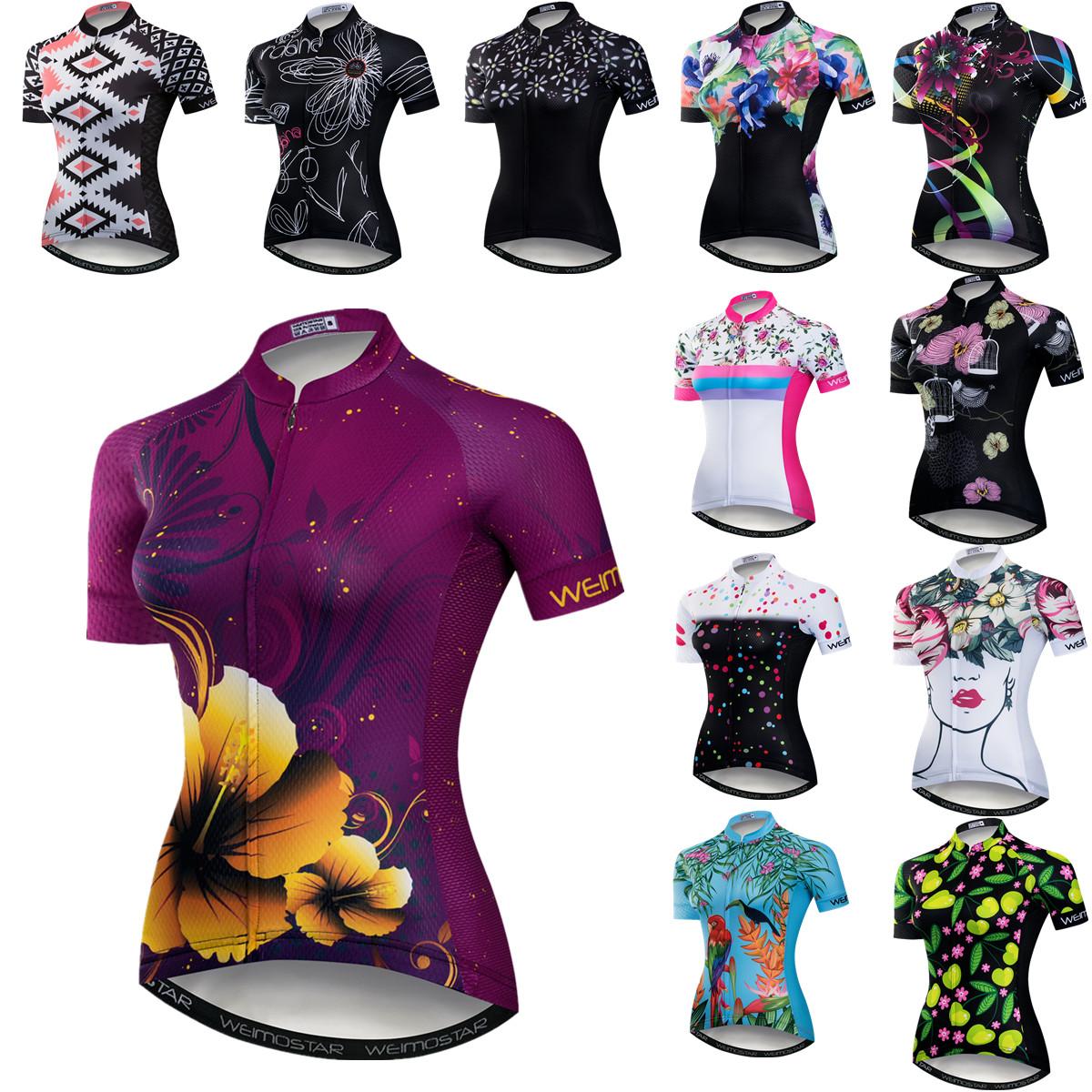 Nữ Đi Xe Đạp Jersey Maillot Roupa Ropa De Ciclismo Nữ Tay Ngắn Thoáng Khí Xe Đạp Áo Sơ Mi Nhanh Khô MTB Xe Đạp Mặc Color: CD5759 Size: XS