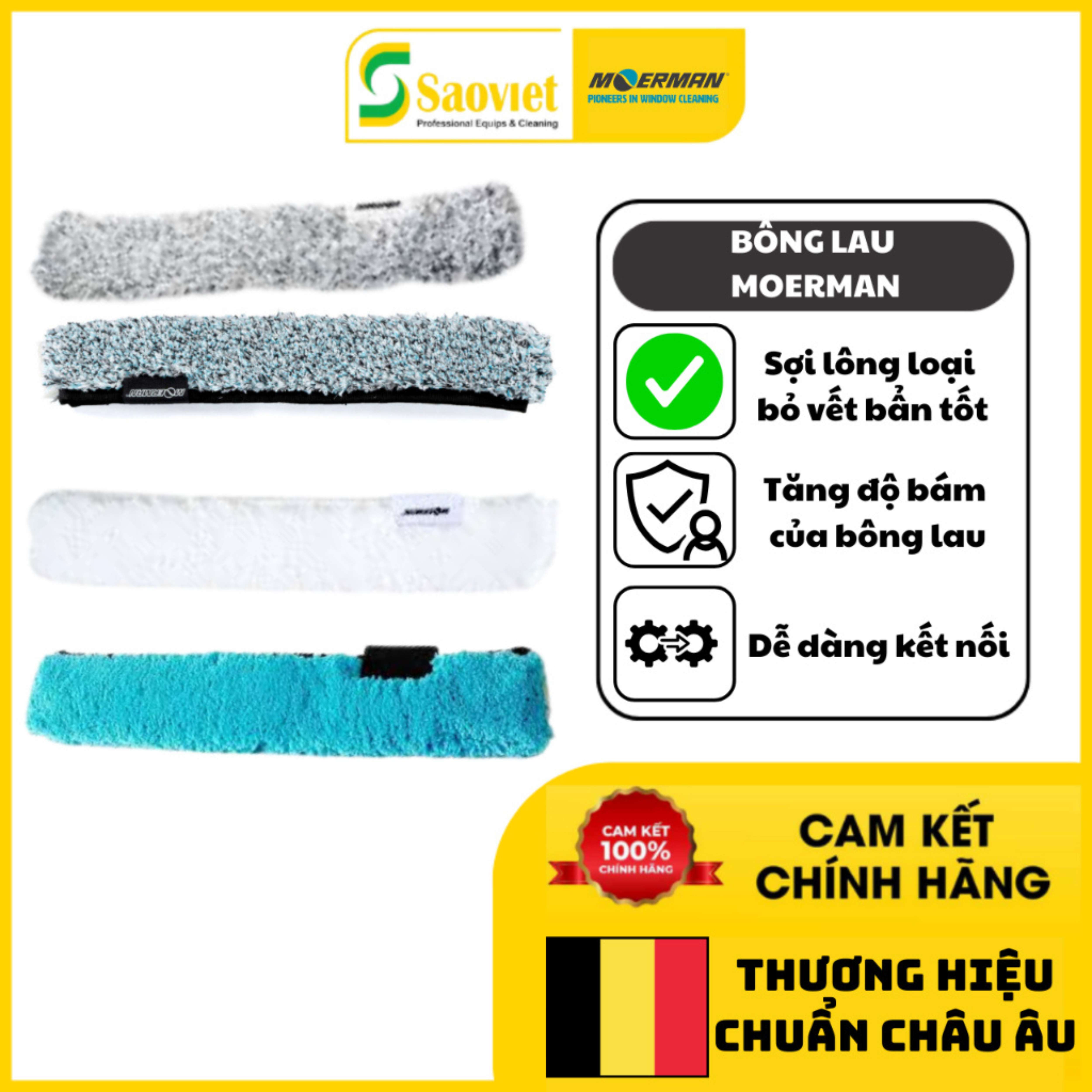 Bông lau kính cao cấp Moerman bằng Microfiber kết nối tiện lợi, làm sạch kính, không gây trầy, xước |SAOVIETCO|