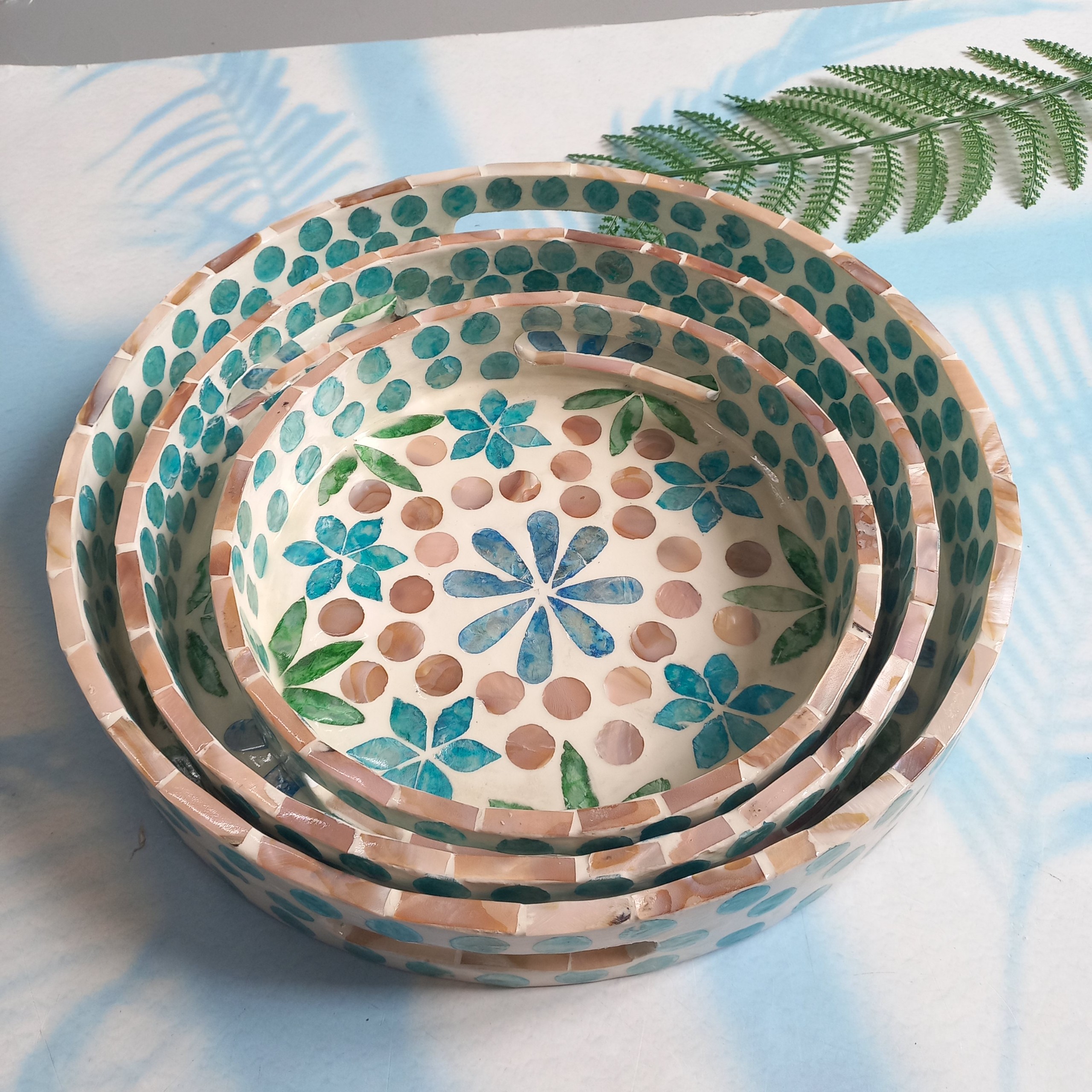 Khay Tròn Sơn Mài Khảm Trai Sang Trọng, Khay Đựng Đồ Dùng Mĩ Phẩm, Đồ Ăn Nhanh, Decor Chụp Ảnh