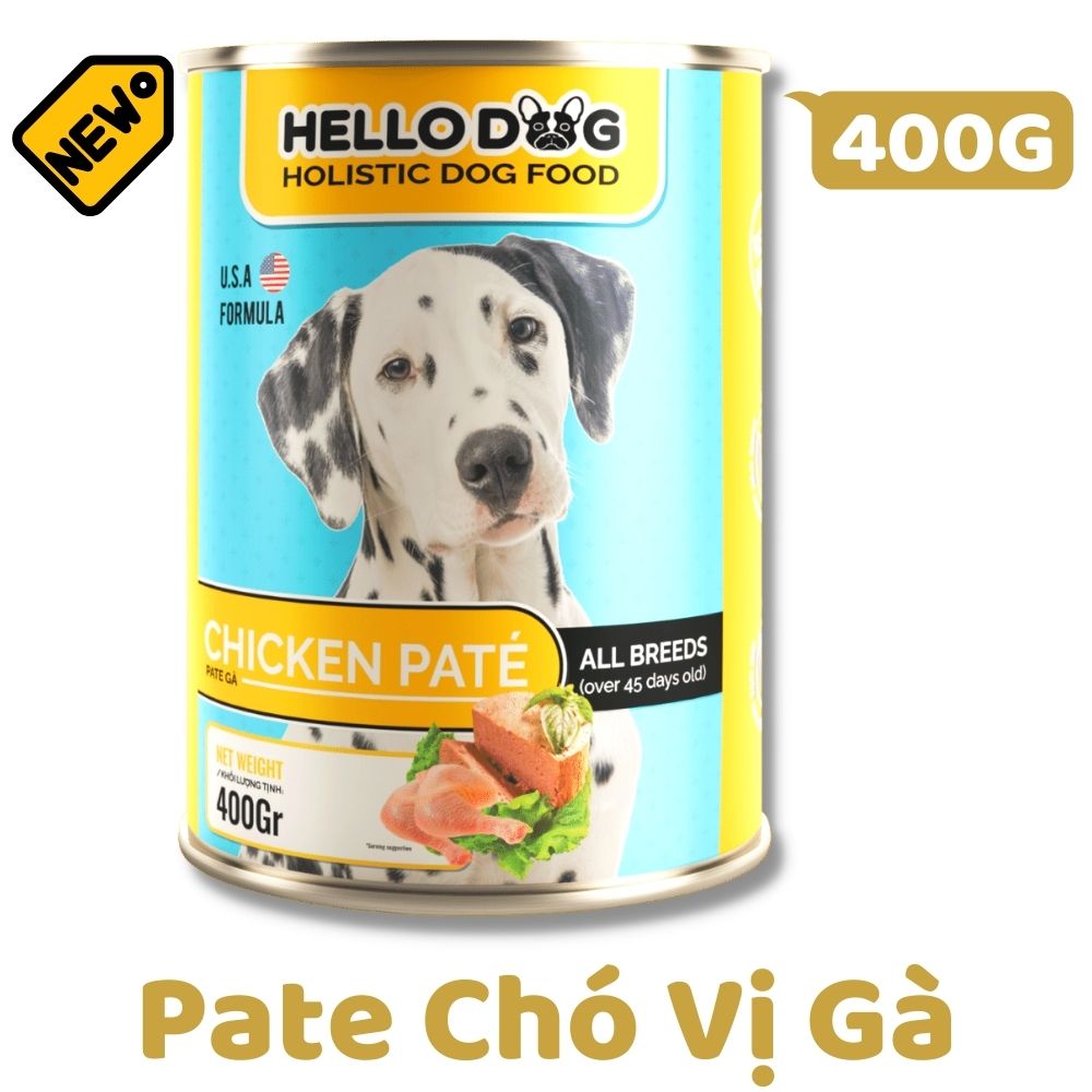 Pate Tươi Dành Cho Tất Cả Các Giống Chó Ở Mọi Độ Tuổi Hương Vị Gà Thơm Ngon Dễ Ăn Bắt Vị - Hello Dog Chicken Pate 400G