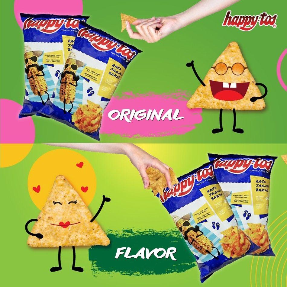 Snack Bắp Ăn Liền Happy Tos Bắp Vị Bắp Nướng Gói 140g - Nhập Khẩu Indonesia