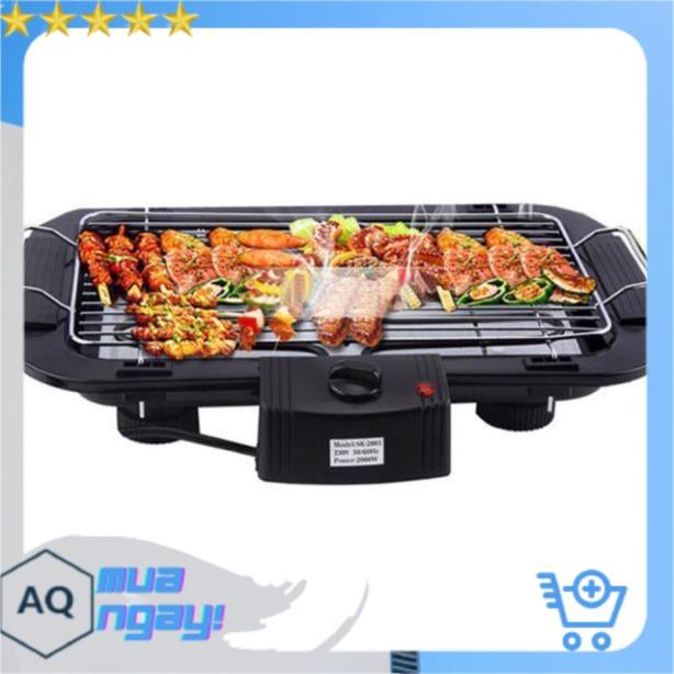 Bếp Nướng, Bếp Nướng Điện Cao Cấp Electric Barbecue Grill 2000W Không Khói, Tặng 1 Miếng rửa chén bát silicon