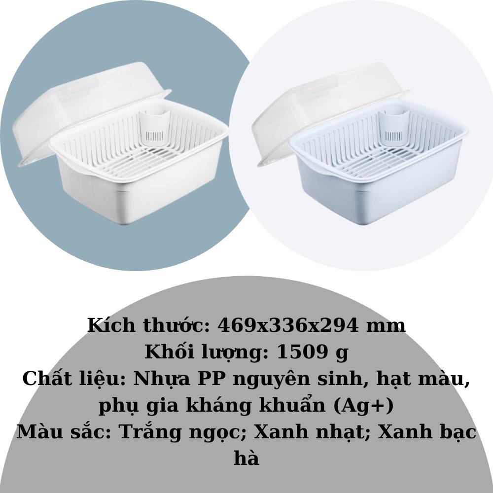 Kệ chén bát / đa năng đựng bát đĩa thìa đũa có nắp thông minh nhựa Tokyo inochi nhà bếp cao cấp