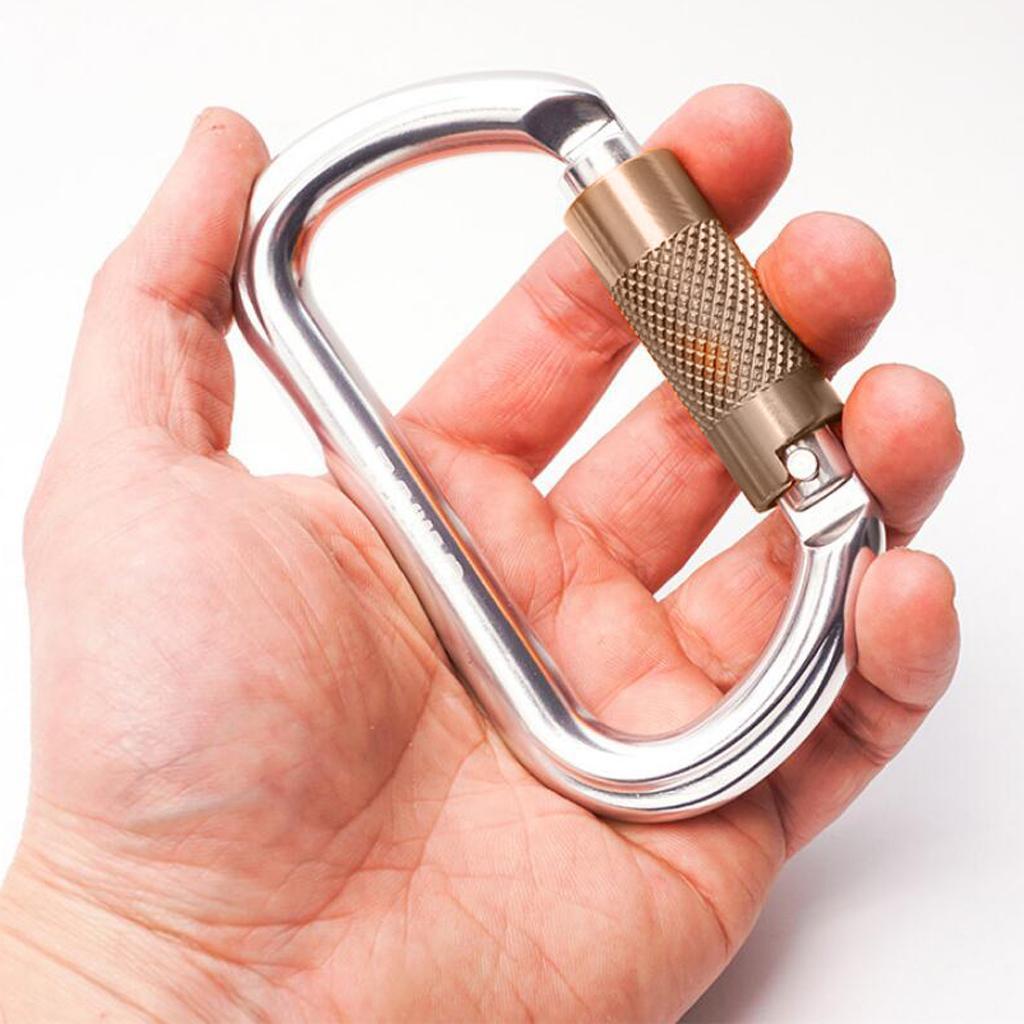 4Pcs Heavy Duty Aluminum Alloy Climbing Carabiner Clip 25KN, Screw Gate Lock Carabiner Hook for Dog Leash Hammocks Camping Hiking Keychain and Utility