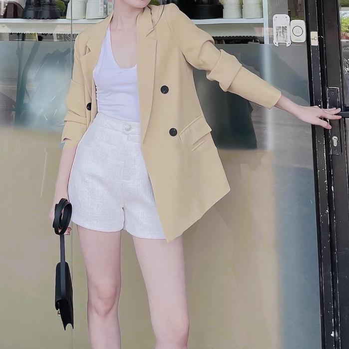 Áo blazer dáng suông form rộng 4 khuy 2 lớp chất Cotton cao cấp kiểu dáng dễ phối đồ thời trang