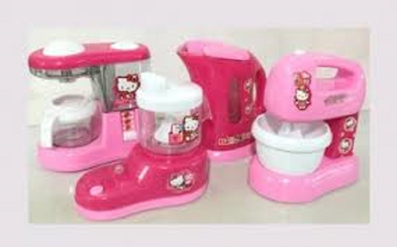 Bộ đồ chơi mô hình nhà bếp có 4 món dùng pin phát nhạc có đèn màu hồng cực đẹp
