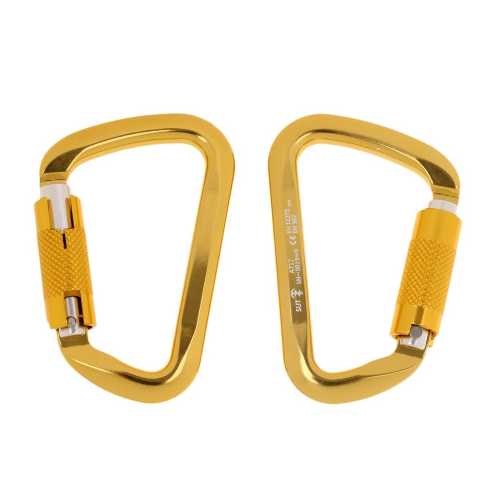1 Pair 30KN D-Ring Twist Auto Locking Rock Climbing Carabiner Rescue