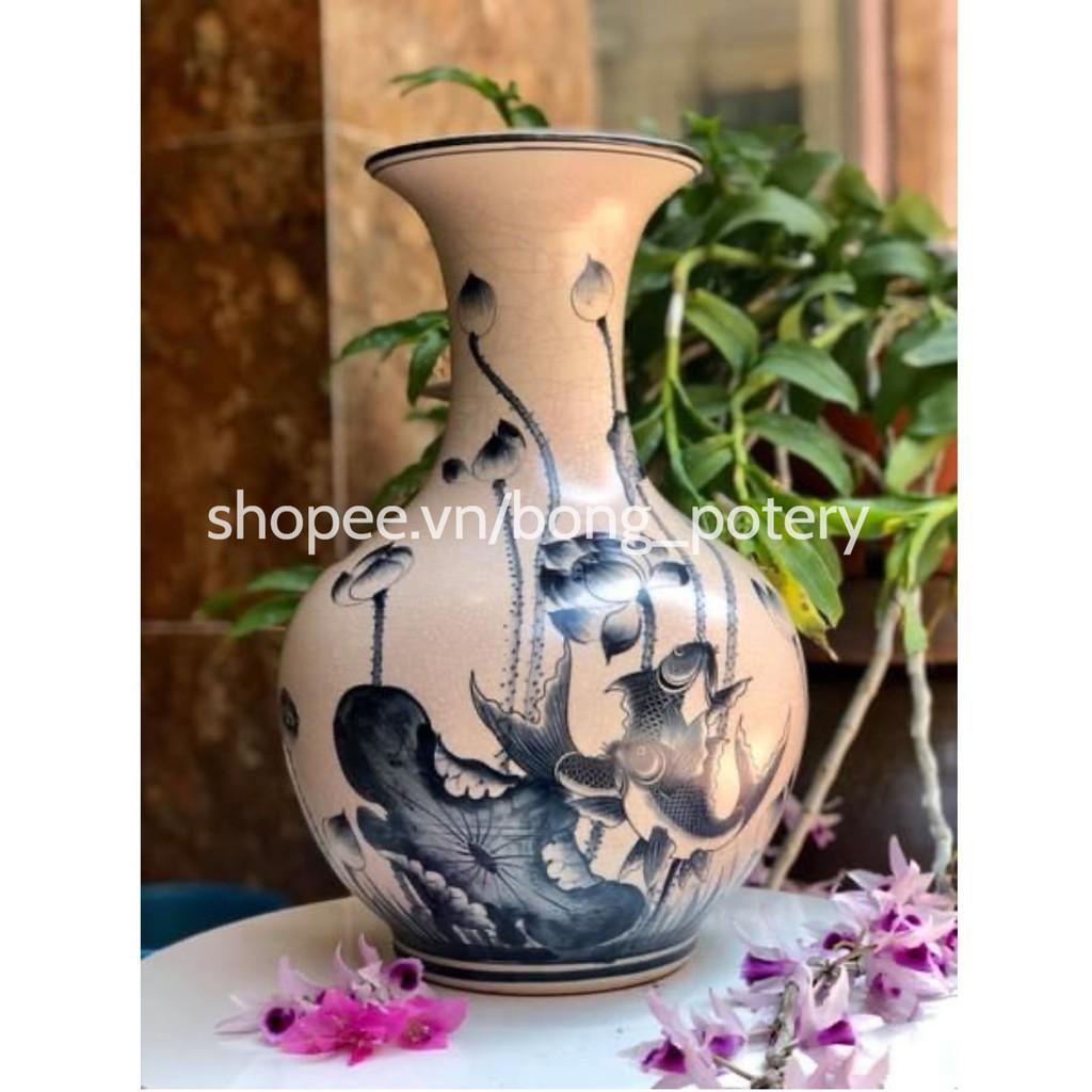 Lọ hoa dáng tỏi phệ hút tài lộc cao 45cm - gốm sứ Bát Tràng