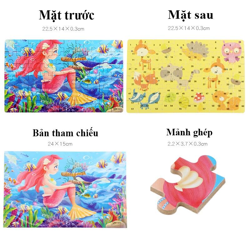 Đồ chơi tranh ghép 60 mảnh gỗ, Puzzle 60 mảnh hộp thiếc/ tranh xếp hình cho bé/ tranh ghép gỗ cho bé