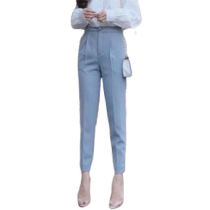 Quần tây nữ công sở dáng dài cúc bọc hai li chất vải tuyết mưa cao cấp dáng công sở