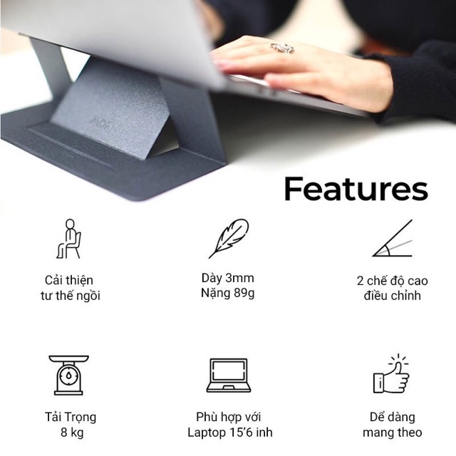 Giá Đỡ Laptop Di Động Siêu Mỏng MOFT Stand - Hàng Chính Hãng