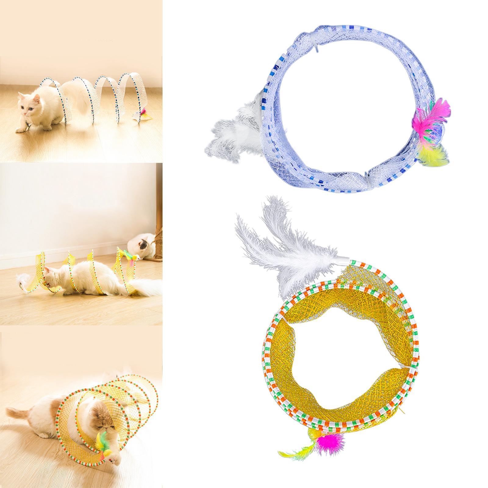 Cat Tunnel Folding Lightweight Elastic Mesh S Tunnel Spring Toy Tunnel Tube Cats Collapsible Tunnel Cats for Accessories Play Home