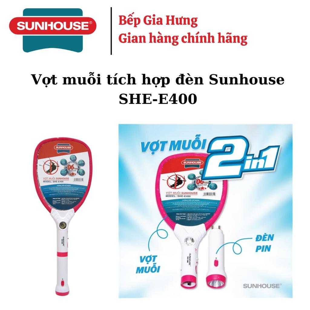 Vợt muỗi tích hợp đèn SUNHOUSE SHE-E400 màu hồng