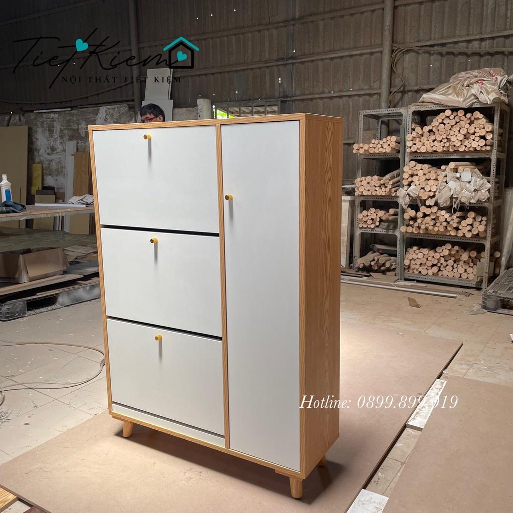 Tủ giày dép vân gỗ sồi thông minh NTTK đã lắp Hình chụp tại xưởng TG032