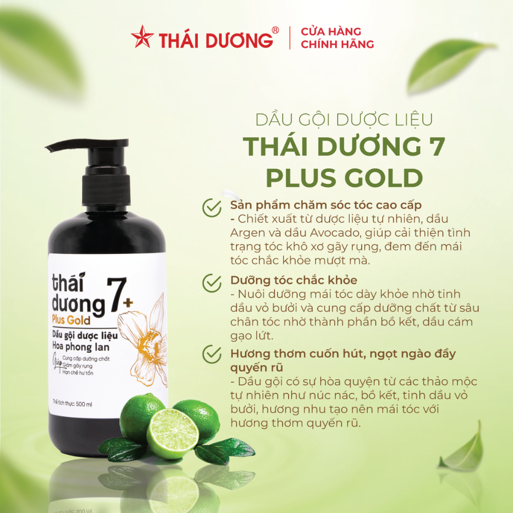 Dầu gội dược liệu Thái Dương 7 plus Gold Hoa Phong Lan 250ml,480ml - Sao Thái Dương