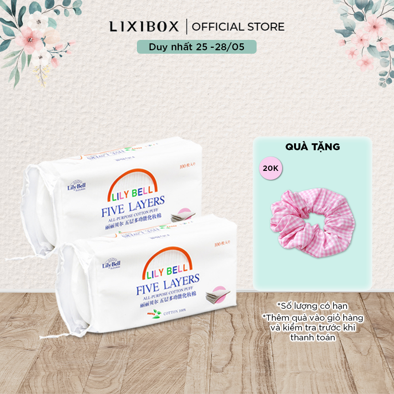 Combo Bông Tẩy Trang 5 Lớp Suzuran LilyBell Cotton Pads 100 Miếng