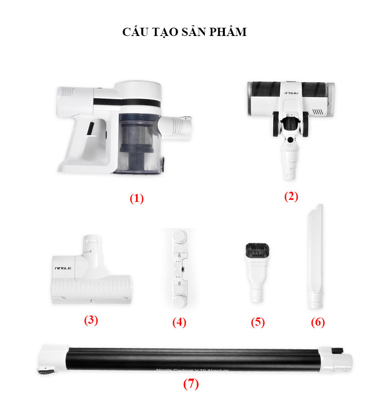 Máy hút bụi không dây cầm tay V10 lực hút mạnh 12000 Pa - Màn hình điều khiển cảm ứng