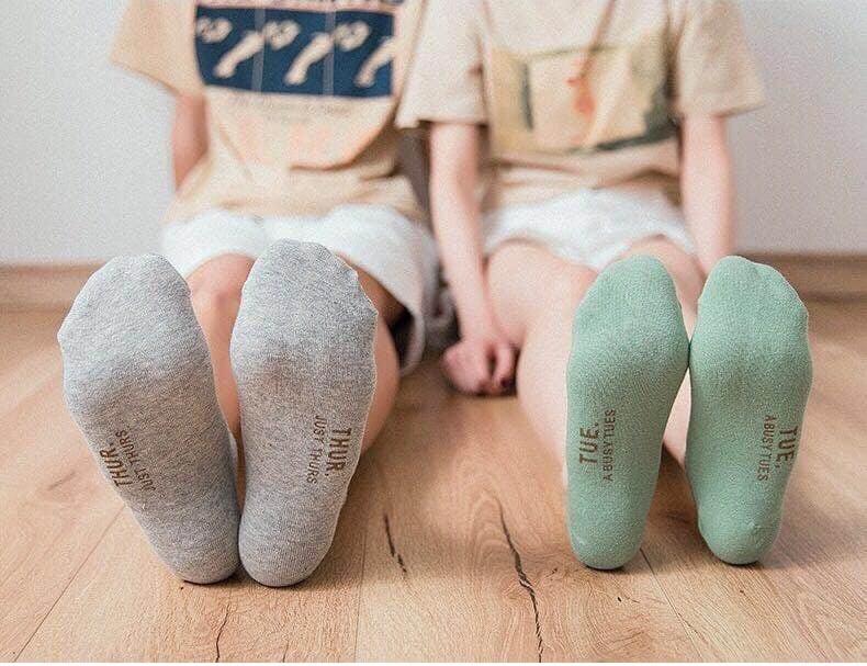 Combo 7 đôi tất nữ có in ngày trong tuần cực xinh, đi cả tuần không sợ nhầm, vớ lười thích hợp cho mọi loại giày