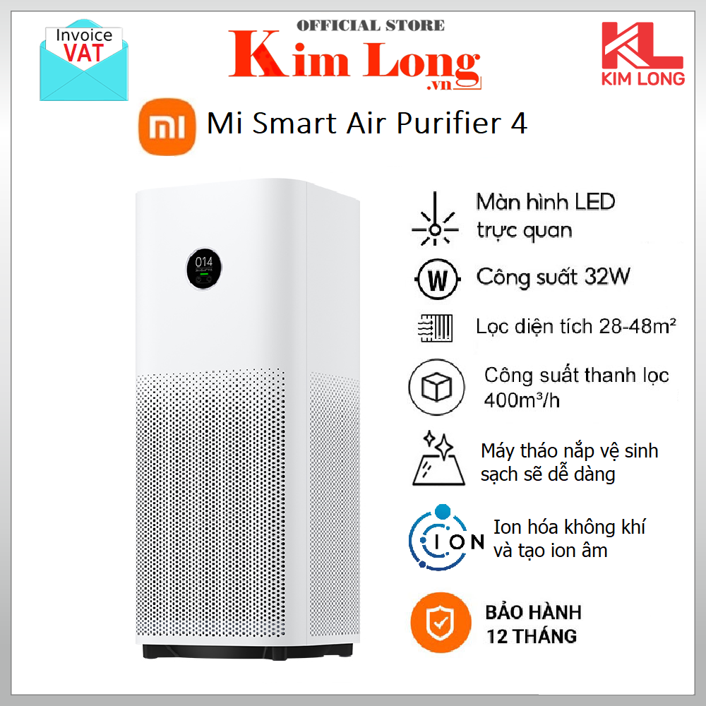 Máy lọc không khí Xiaomi Smart Air Purifier 4 Bản Quốc Tế - Hàng chính hãng