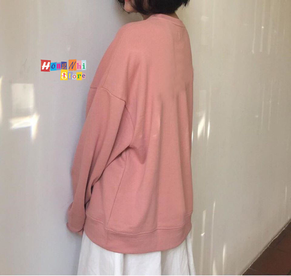 Áo Sweater Trơn Chất Nỉ Lót Bông Màu Hồng Ruốc - Sweater Unisex - MM