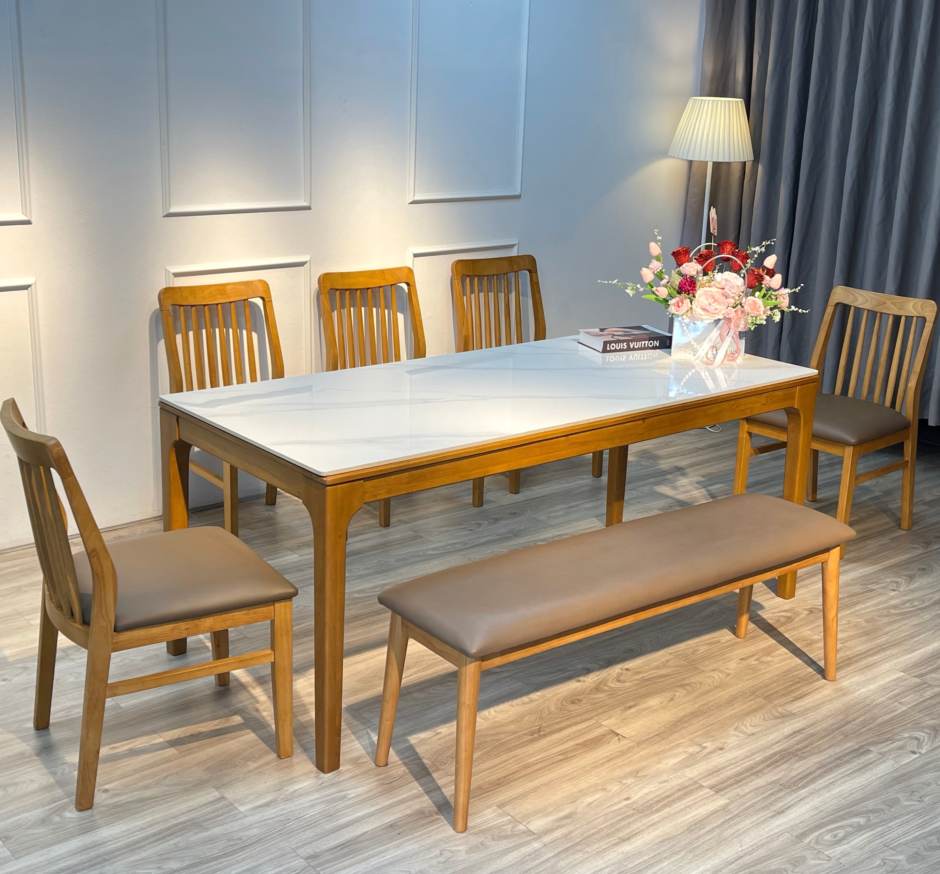 Bộ Bàn Ăn Mùa Thu 5 Ghế 1 Bench