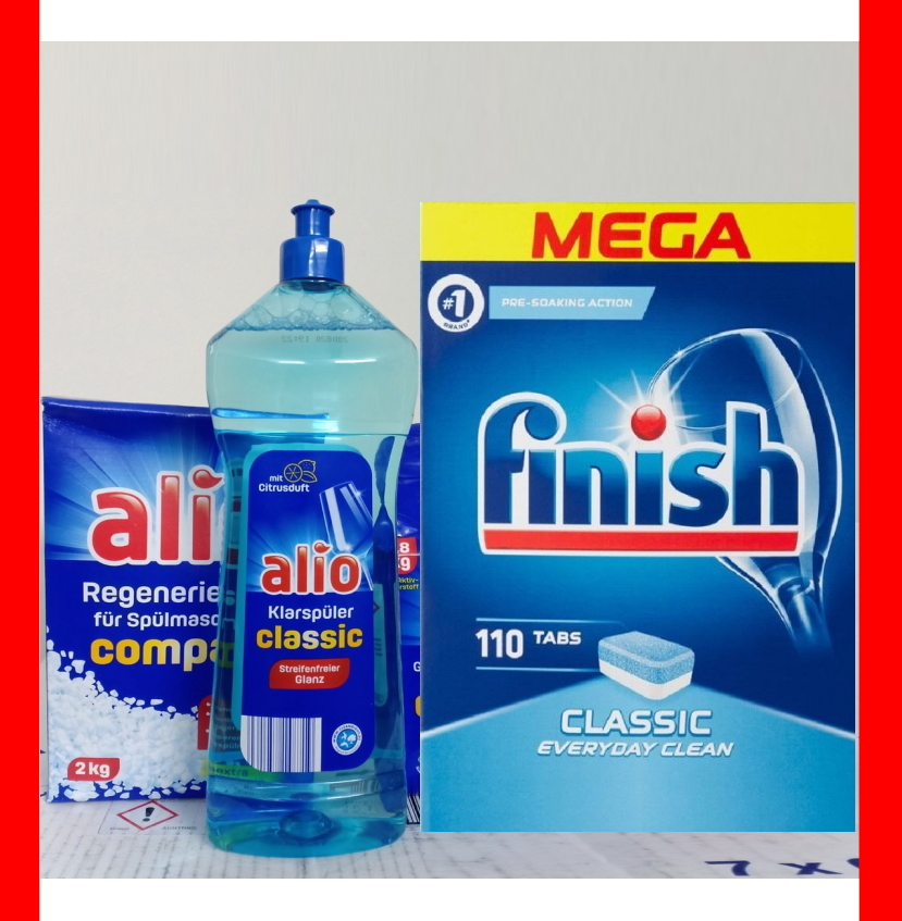 Combo Viên Rửa Bát Alio 100 Viên + Muối Alio 2kg + Nước Làm Bóng Alio 1000ml Chuyên Dùng Cho Máy Rửa Bát