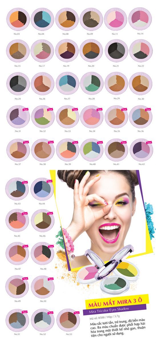 Phấn Mắt Mira Tricolor Eyeshadow 3 Màu Thời Trang 3.7g B588