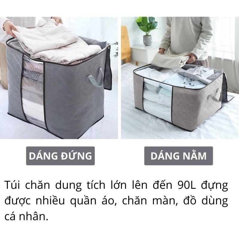 Túi vải đựng quần áo, chăn màn cỡ lớn vải không dệt hút ẩm dày dặn chắc chắn