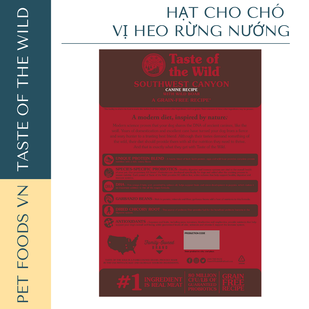 Hạt cho chó TASTE OF THE WILD Southwest Canyon vị Heo Nướng