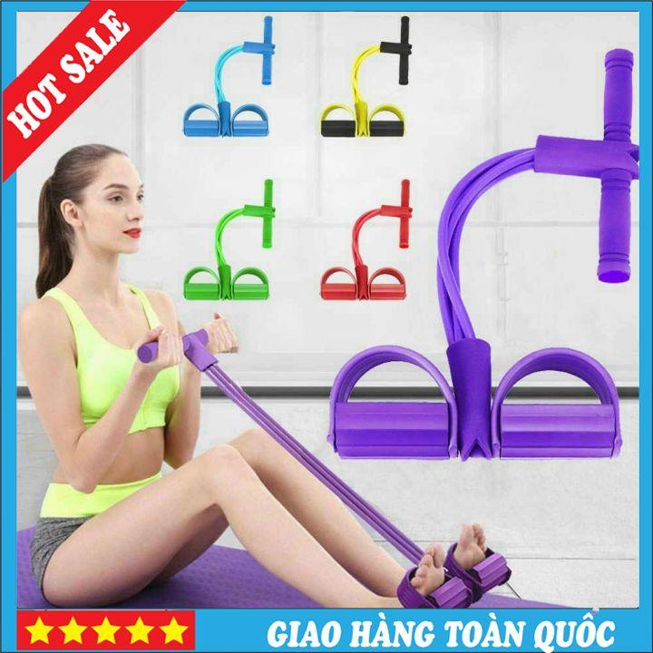 Dây Kéo Đàn Hồi Kháng Lực 4 Ống Cao Su Đa Năng Tập Bụng, Thể Dục, Tập Gym Tại Nhà