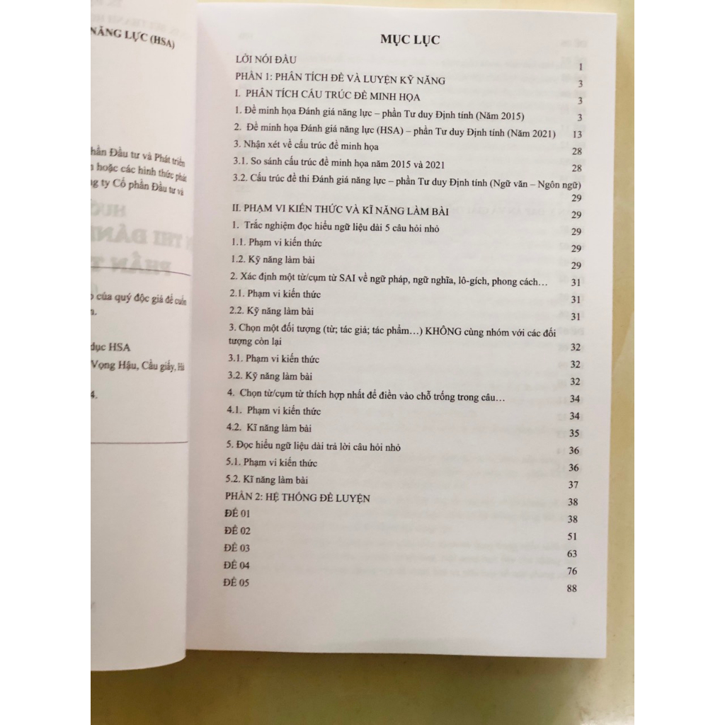 Sách - Hướng dẫn luyện đề ôn thi Đánh giá năng lực - HSA Phần Định tính ( Mới 2023 ) -HSA