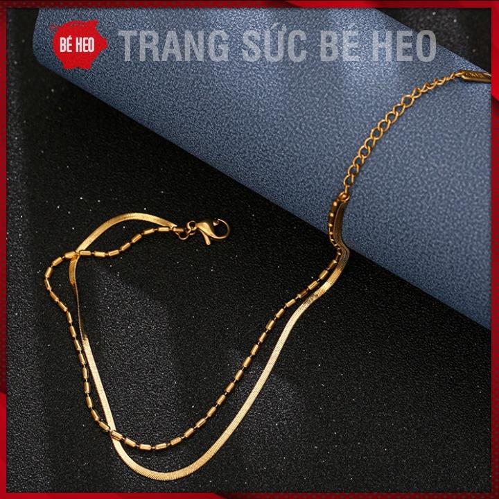 Lắc chân titan chuỗi đôi siêu đẹp - Trang sức Bé Heo BHLC45