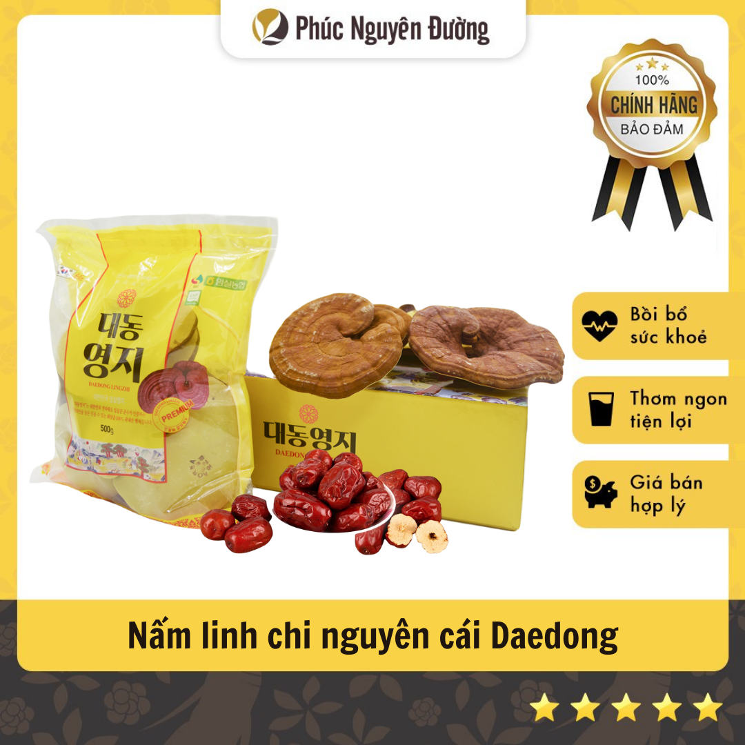 Nấm linh chi Daedong nguyên cái hộp 1000g - Thanh nhiệt giải độc, làm đẹp da và cơ thể tự nhiên từ bên trong