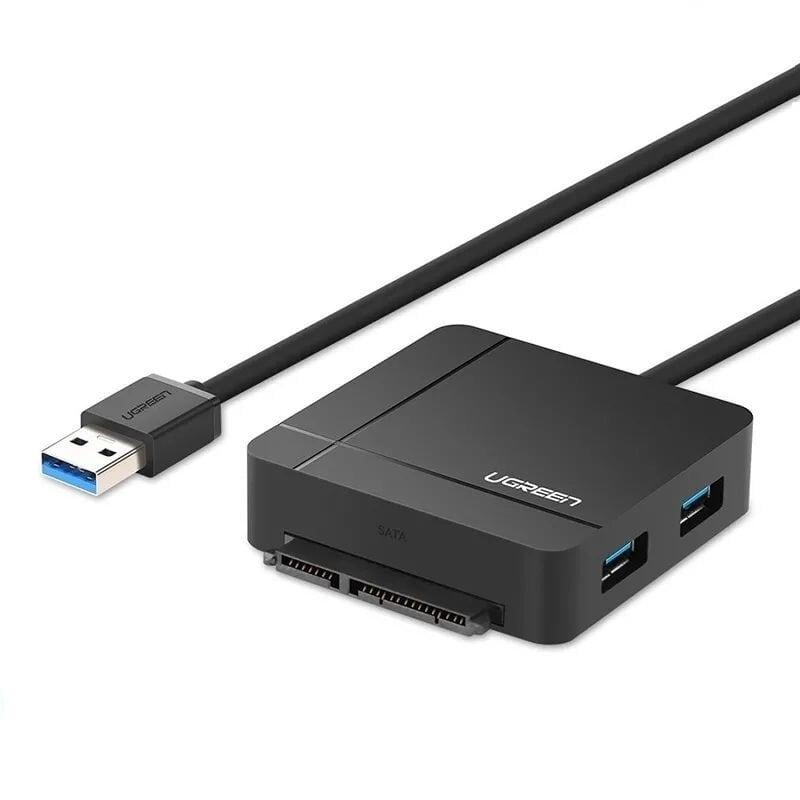 Ugreen UG30918US231TK 50CM màu Đen Bộ chuyển đổi USB 3.0 sang 2 USB 3.0 + SATA + SD TF cao cấp - HÀNG CHÍNH HÃNG