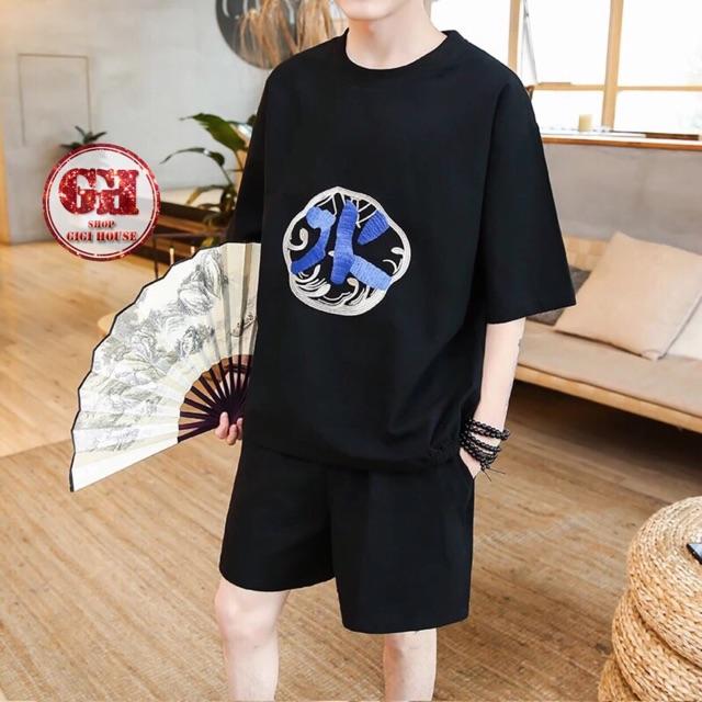 Đồ Bộ Đùi Nam, Nữ Form Rộng Unisex In Chữ Nho