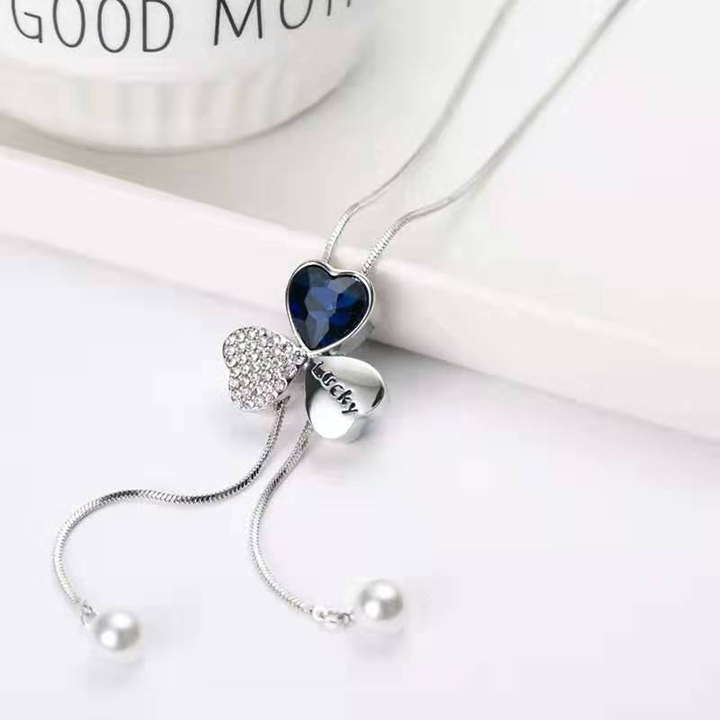 Dây chuyền nữ phong cách Hàn Quốc rớt cỏ 3 lá may mắn kiểu dài siêu đẹp, hợp thời trang, mang phong cách, dễ phối đồ