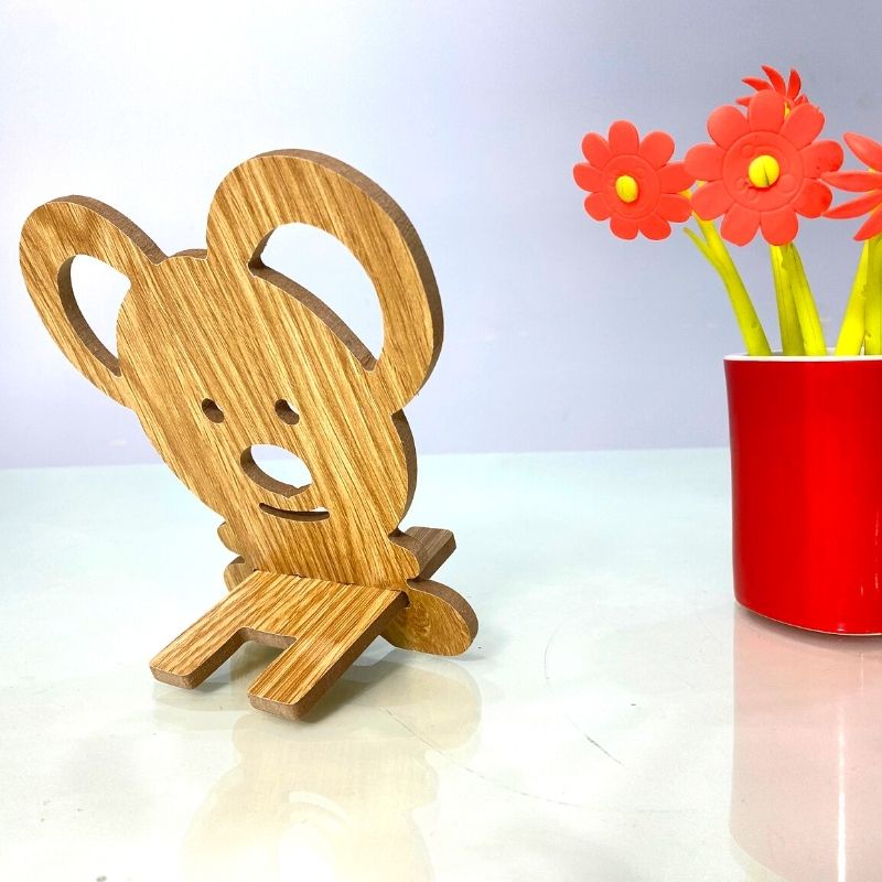 Giá Đỡ Điện Thoại, Máy Tính Bảng Bằng Gỗ MDF Phủ Melamin Hình Con Chuột Kích Thước 16.5cm x 15.6cm