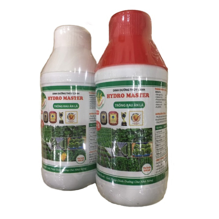 Bộ 2 chai Phân bón dinh dưỡng thủy canh HYDRO MASTER chuyên dùng cho các loại rau ăn lá